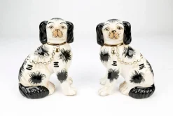 AAI Black and White Staffordshire Spaniels, Set of 2