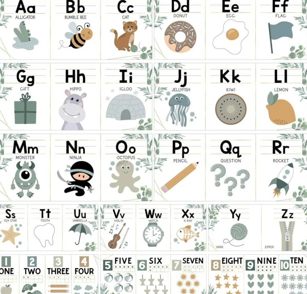 ABC Letters and Numbers Posters for Preschool and Kindergarten