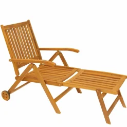 Acacia Wood Outdoor Patio Chaise Lounge Chair