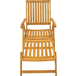 Acacia Wood Outdoor Patio Chaise Lounge Chair
