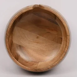 Acacia Wood Yarn Bowl Holder,Handmade Holder with Holes,Yarn,Wool (7" x 7" x 4")