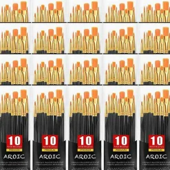 Acrylic Paint Brush Set, (20 Packs /200 pcs) Nylon Hair Brushes for Oil and Watercolor, Perfect Suit of Art Painting, Best Gift for Painting, Black