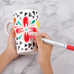 Acrylic Paint Pens for Porcelain, Professional Ceramic painting, 12 colors Water-based, Medium Point, Water and Fade Resistant, DIY on Mugs and other Ceramics for Permanent Collection
