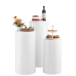 Acrylic 3-Piece Round Cylinder Wedding Flower Pedestal Stands