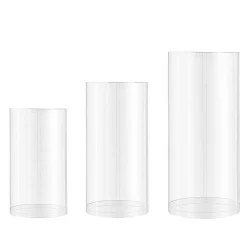 Acrylic 3-Piece Round Cylinder Wedding Flower Pedestal Stands