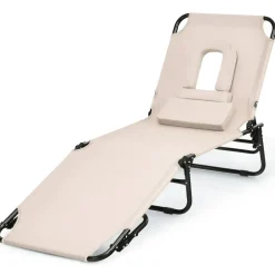 Adjustable Back Folding Beach Lounge Chair for Patio Pool or Garden