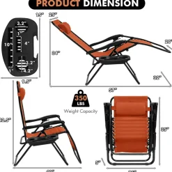 Adjustable Folding Recliner Chair with Cup Holder Tray and Sturdy Aluminum Frame for Indoor or Outdoor Use