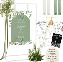 Adjustable White Wedding Sign Holder Heavy Duty Metal Easel Stand with Leather Hanging Straps Design Bundle Welcome Sign Stand for Wedding Seating Chart Bridal Shower Party Display