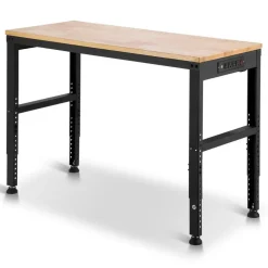 Adjustable Workbench Steel Oak Garage Workshop Table