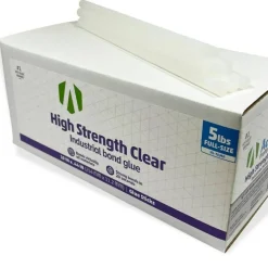 AdTech 10" High-Strength Industrial Bond Hot Glue Sticks, Clear Full-Size 0.44" Diameter, Fast 20-Second Set Time, High Heat Resistant, 5 lb Box for Manufacturing & Woodworking