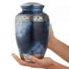 Adult Cremation Urn for Human Ashes - Blue and Silver with Velvet Bag