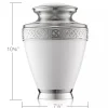 Adult Cremation Urn for Human Ashes - White and Silver with Velvet Bag