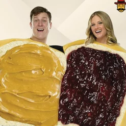 Adult Peanut Butter and Jelly Couples Costume Set Unisex Foam Bread Tunics Funny Halloween Outfit