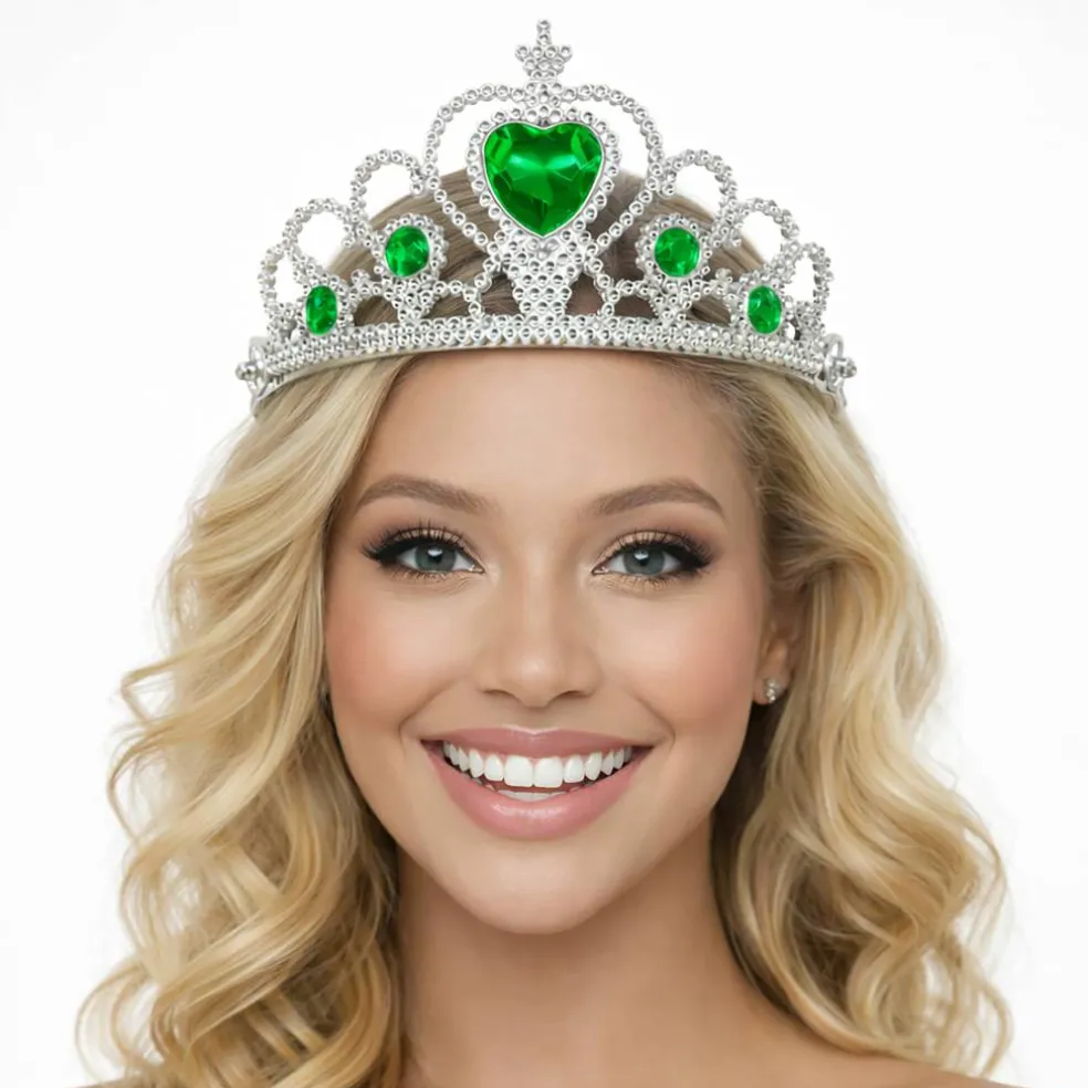 Adult Silver Plastic Costume Tiara with Gem