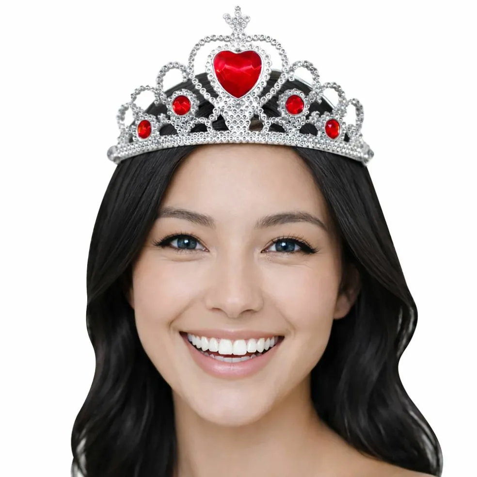 Adult Silver Plastic Costume Tiara with Gem