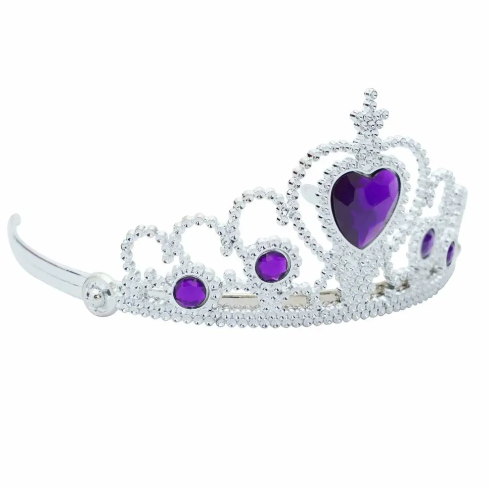 Adult Silver Plastic Costume Tiara with Gem