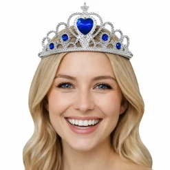 Adult Silver Plastic Costume Tiara with Gem