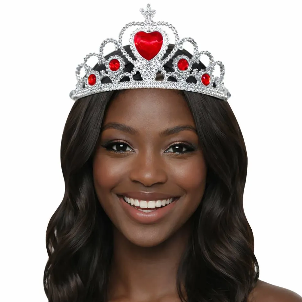 Adult Silver Plastic Costume Tiara with Gem