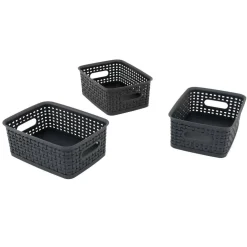 Advantus® Small Black Plastic Weave Bin, 3ct.