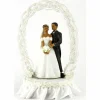 African American Pearl Elegance Arch Bride and Groom Cake Topper