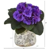 8" African Violet Artificial Plant in Floral Design Vase Set