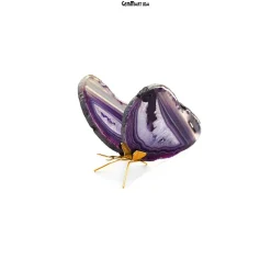 Agate Slice Butterfly, Natural Agate Décor, Butterfly Wing Home Décor, Agate Geode, Natural Gemstone Butterfly, Gold Plated