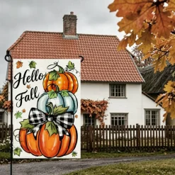 Agroon Hello Fall Garden Flag 12x18 Inch, Pumpkin Double Sided Flag