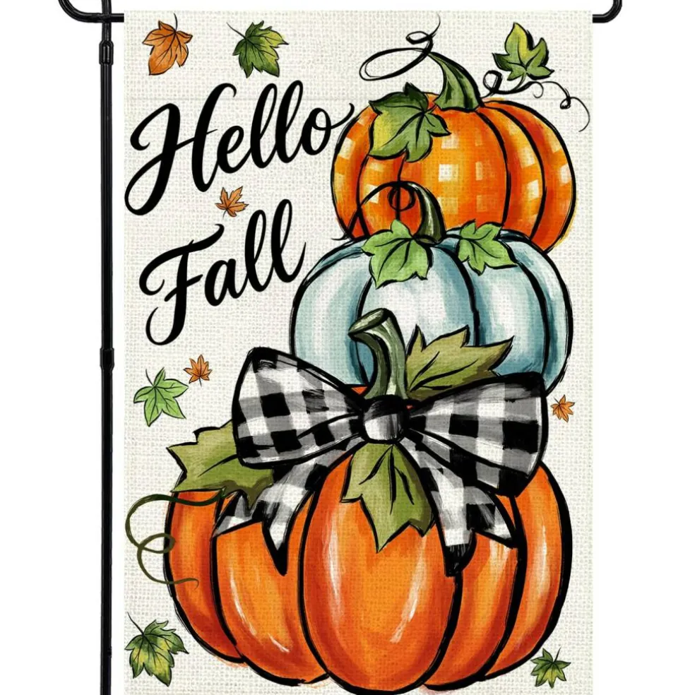 Agroon Hello Fall Garden Flag 12x18 Inch, Pumpkin Double Sided Flag