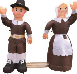4' Air Blown Inflatable Thanksgiving Pilgrim Amish Man & Woman Y819_Y818