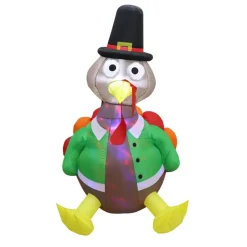 5' Air Blown Kaleidoscope Inflatable Turkey in Pilgrim Outfit GTF00015-5