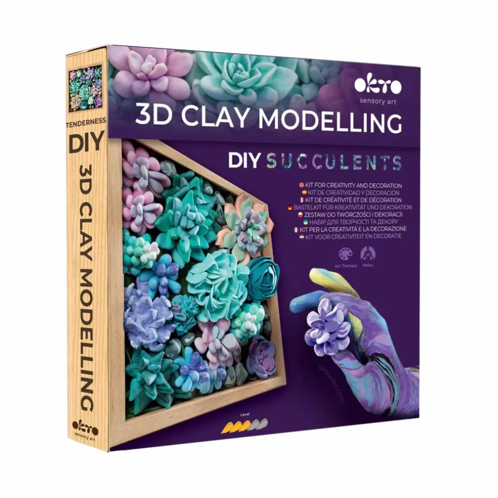 Air Clay Craft Kit Wood&Craft DIY "Succulents" TENDERNESS