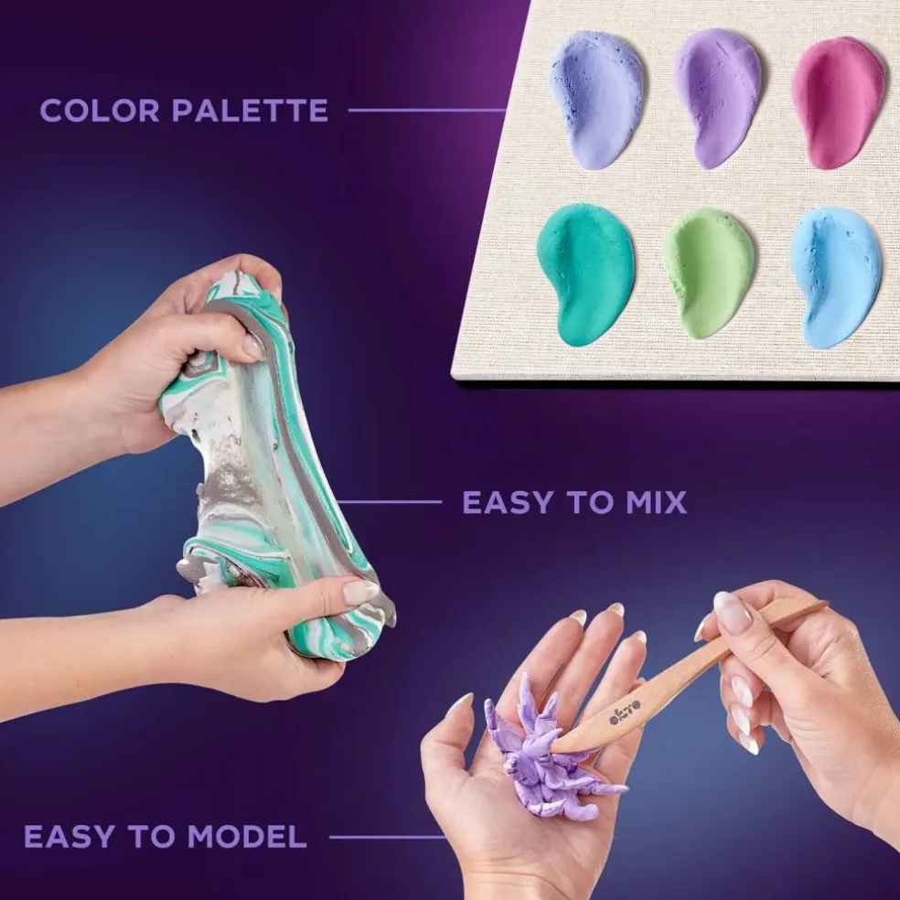Air Clay Craft Kit Wood&Craft DIY "Succulents" TENDERNESS