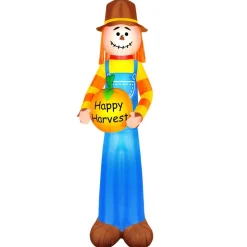 Airflowz Inflatable 7.5ft. Harvest Scarecrow Holding Pumpkin