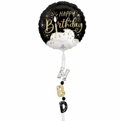 Airwalkers® XL® 5.75ft. Black, Silver & Gold Birthday Foil Balloon