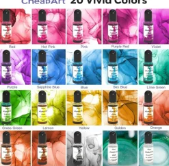 Alcohol Ink Set 24 Vibrant Colors, High Concentration Resin Dye Pigment, Fast Drying Alcohol Based Ink for Epoxy Resin Art, Tumblers, Coasters, Acrylic Fluid Painting & DIY Crafts (24 × 10ml Bottles)