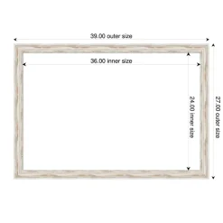 Alexandria White Wash Narrow Framed Dry Erase Magnetic Board