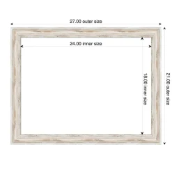 Alexandria White Wash Narrow Framed Dry Erase Magnetic Board