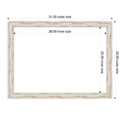 Alexandria White Wash Narrow Framed Dry Erase Magnetic Board