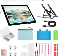 A4 Light Board for Diamond Painting, LED Tracing Light Box with Adjustable Stand, Dimmable Light Pad for Weeding Vinyl, Drawing, Sketching and Craft Projects