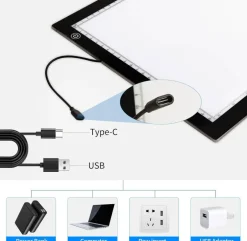 A4 Light Board for Diamond Painting, LED Tracing Light Box with Adjustable Stand, Dimmable Light Pad for Weeding Vinyl, Drawing, Sketching and Craft Projects