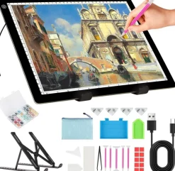 A4 Light Board for Diamond Painting, LED Tracing Light Box with Adjustable Stand, Dimmable Light Pad for Weeding Vinyl, Drawing, Sketching and Craft Projects