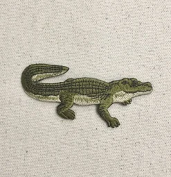 Alligator - Green/Tan Embroidered Patch Embroidered, Iron on Patch