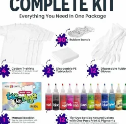 All-Inclusive Tie Dye Kit with 12 Vibrant Colors and 4 White T-Shirts – Perfect for Kids and Adults. Ideal for Tie Dye Parties, Group Activities, and Creative Fun for Children Ages 8–12.