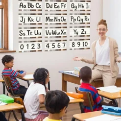 Alphabet Bulletin Board Set 12 Pieces, Number ABC Posters Alphabet Line for Classroom Wall Decor Preschool Educational Cards Kids Early Learning Colors Shapes Cards Poster