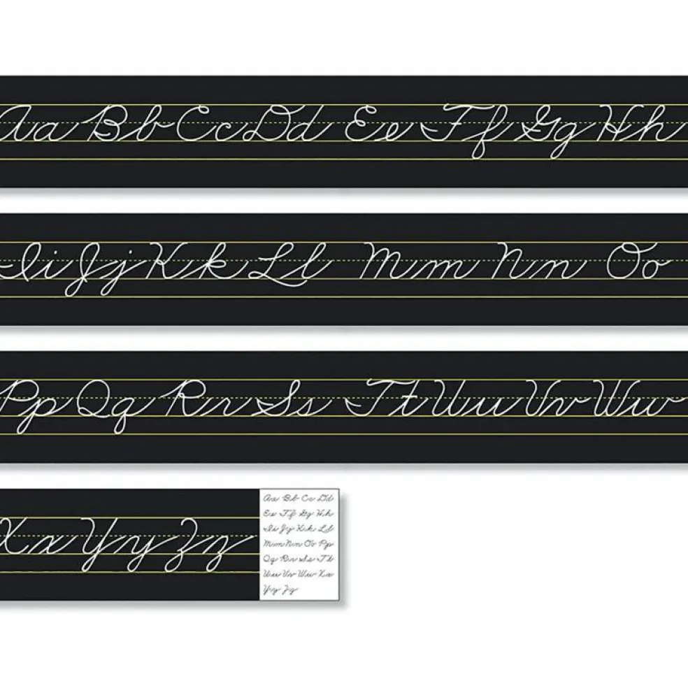 Alphabet Lines Black Traditional Cursive