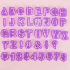 Alphabet & Number Fondant Cutter Set Purple Mini Molds 40 Pieces