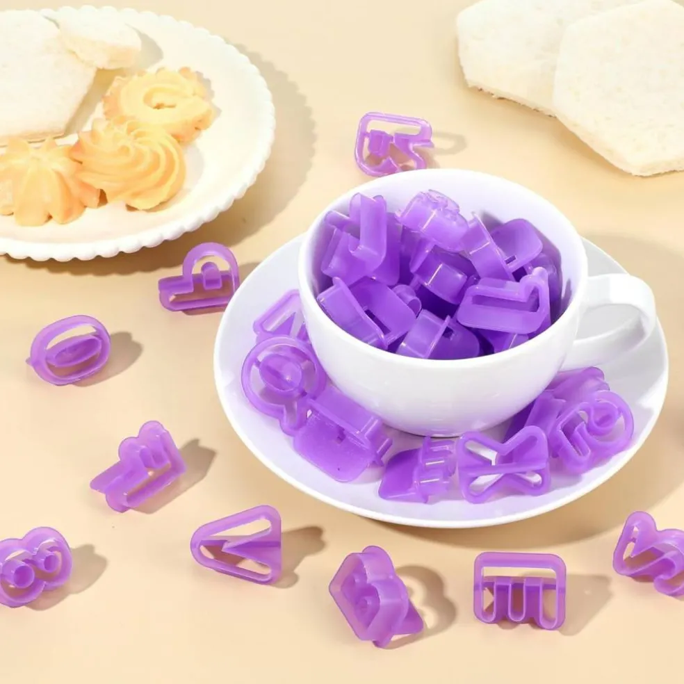 Alphabet & Number Fondant Cutter Set Purple Mini Molds 40 Pieces