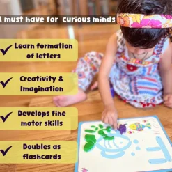 Alphabet & Number Playdough Mats for Kids – 36 Double-Sided Letter Tracing Activity Cards for Clay, Playdough & Dry Erase Markers, ABC, Numbers & Shapes Montessori Learning Set for Preschool Toddlers Ages 2–6