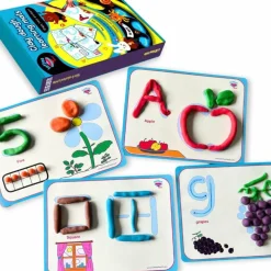 Alphabet & Number Playdough Mats for Kids – 36 Double-Sided Letter Tracing Activity Cards for Clay, Playdough & Dry Erase Markers, ABC, Numbers & Shapes Montessori Learning Set for Preschool Toddlers Ages 2–6