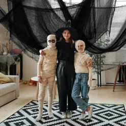 Alpurple 6 PCS Halloween Creepy Cloth, 30 x 72 Inch Black Scary Spooky Fabric Cloth, Freaky Loose Weave Creepy Gauze for Halloween Party Decoration